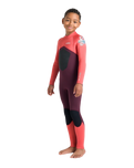 Boys NuWave Legend 4/3mm Back Zip Wetsuit in Rust, Coral Flame & Blue