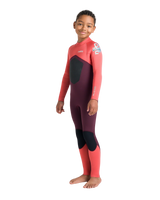 Boys NuWave Legend 4/3mm Back Zip Wetsuit in Rust, Coral Flame & Blue
