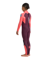 Boys NuWave Legend 4/3mm Back Zip Wetsuit in Rust, Coral Flame & Blue