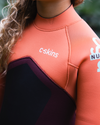 Boys NuWave Legend 4/3mm Back Zip Wetsuit in Rust, Coral Flame & Blue