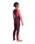 Boys NuWave Legend 4/3mm Back Zip Wetsuit in Rust, Coral Flame & Blue