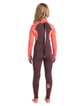 Girls NuWave Legend 4/3mm Back Zip Wetsuit in Rust, Coral Flame & Blue