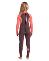 Girls NuWave Legend 4/3mm Back Zip Wetsuit in Rust, Coral Flame & Blue