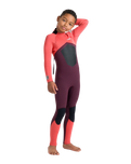 Boys NuWave Legend 4/3mm Back Zip Wetsuit in Rust, Coral Flame & Blue