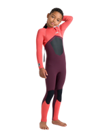 Boys NuWave Legend 4/3mm Back Zip Wetsuit in Rust, Coral Flame & Blue