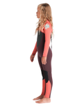 Girls NuWave Legend 4/3mm Back Zip Wetsuit in Rust, Coral Flame & Blue