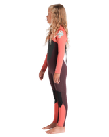 Girls NuWave Legend 4/3mm Back Zip Wetsuit in Rust, Coral Flame & Blue