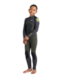 Boys NuWave Legend 5/4/3mm Back Zip Wetsuit in Olive & Meteor