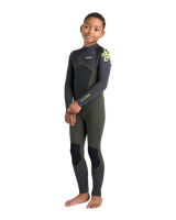 Boys NuWave Legend 5/4/3mm Back Zip Wetsuit in Olive & Meteor