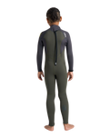 Boys NuWave Legend 5/4/3mm Back Zip Wetsuit in Olive & Meteor