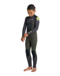 Boys NuWave Legend 5/4/3mm Back Zip Wetsuit in Olive & Meteor