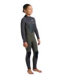Boys NuWave Legend 5/4/3mm Back Zip Wetsuit in Olive & Meteor