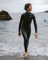 Boys NuWave Legend 5/4/3mm Back Zip Wetsuit in Olive & Meteor