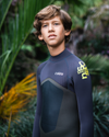 Boys NuWave Legend 5/4/3mm Back Zip Wetsuit in Olive & Meteor
