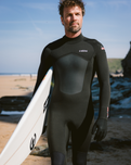NuWave Legend 5/4mm Back Zip Wetsuit in Black & Neon Flare