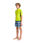 The C-Skins Boys Nuwave Rash Vest in Lime, Anthracite & Multi