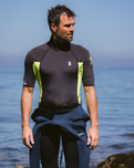 The C-Skins Mens NuWave Rash Vest in Anthracite & Lime