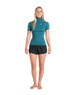 The C-Skins Womens NuWave Rash X Rash Vest in Emerald & Light Blue