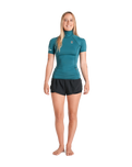 The C-Skins Womens NuWave Rash X Rash Vest in Emerald & Light Blue