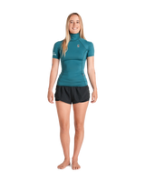 The C-Skins Womens NuWave Rash X Rash Vest in Emerald & Light Blue