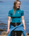 The C-Skins Womens NuWave Rash X Rash Vest in Emerald & Light Blue