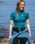 The C-Skins Womens NuWave Rash X Rash Vest in Emerald & Light Blue