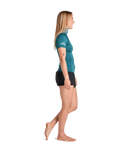 The C-Skins Womens NuWave Rash X Rash Vest in Emerald & Light Blue