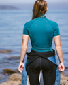 The C-Skins Womens NuWave Rash X Rash Vest in Emerald & Light Blue