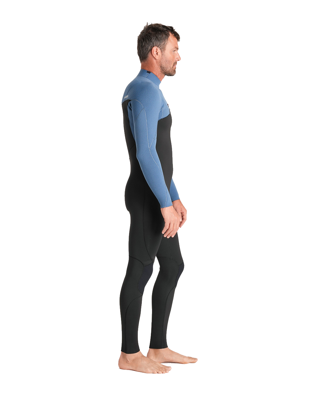 The C-Skins Mens NuWave Session 3/2mm Chest Zip Wetsuit in Black, Steel Blue & Lime