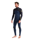 The C-Skins Mens NuWave Session 3/2mm Chest Zip Wetsuit in Bluestone, Black X & Saffron