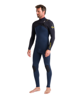 The C-Skins Mens NuWave Session 3/2mm Chest Zip Wetsuit in Bluestone, Black X & Saffron