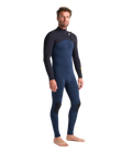 The C-Skins Mens NuWave Session 3/2mm Chest Zip Wetsuit in Bluestone, Black X & Saffron