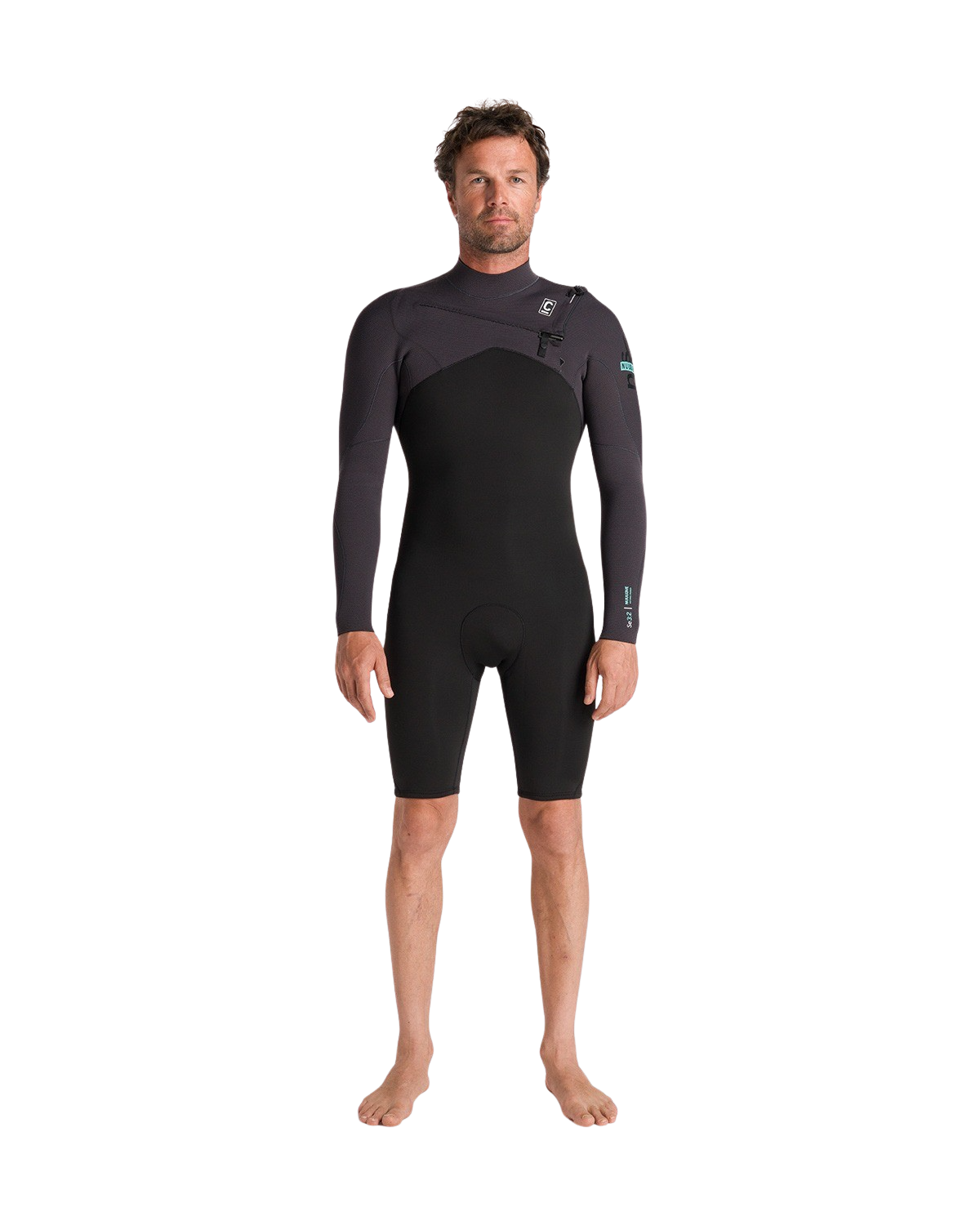 NuWave Session 3/2mm Chest Zip Spring Wetsuit in Black, Meteor X & Petrol