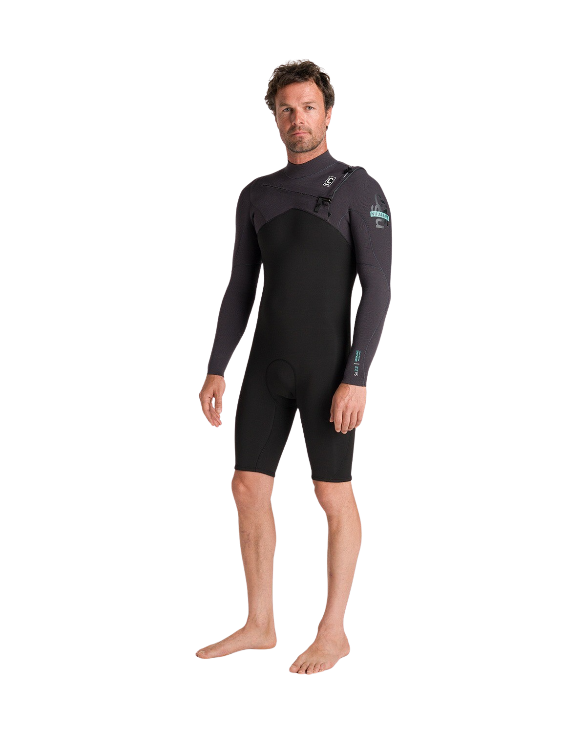 NuWave Session 3/2mm Chest Zip Spring Wetsuit in Black, Meteor X & Petrol