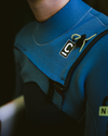 Boys NuWave Session 4/3mm Chest Zip Wetsuit in Bluestone, Steel Blue X & Lime