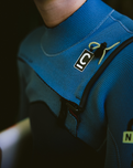 Boys NuWave Session 4/3mm Chest Zip Wetsuit in Bluestone, Steel Blue X & Lime
