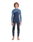 The C-Skins Boys NuWave Session 4/3mm Chest Zip Wetsuit in Bluestone, Steel Blue X & Lime