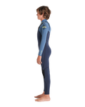 The C-Skins Boys NuWave Session 4/3mm Chest Zip Wetsuit in Bluestone, Steel Blue X & Lime