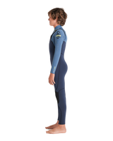 The C-Skins Boys NuWave Session 4/3mm Chest Zip Wetsuit in Bluestone, Steel Blue X & Lime