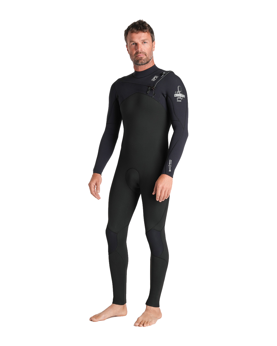 The C-Skins Mens NuWave Session 4/3mm Chest Zip Wetsuit in Black, Black X & Silver