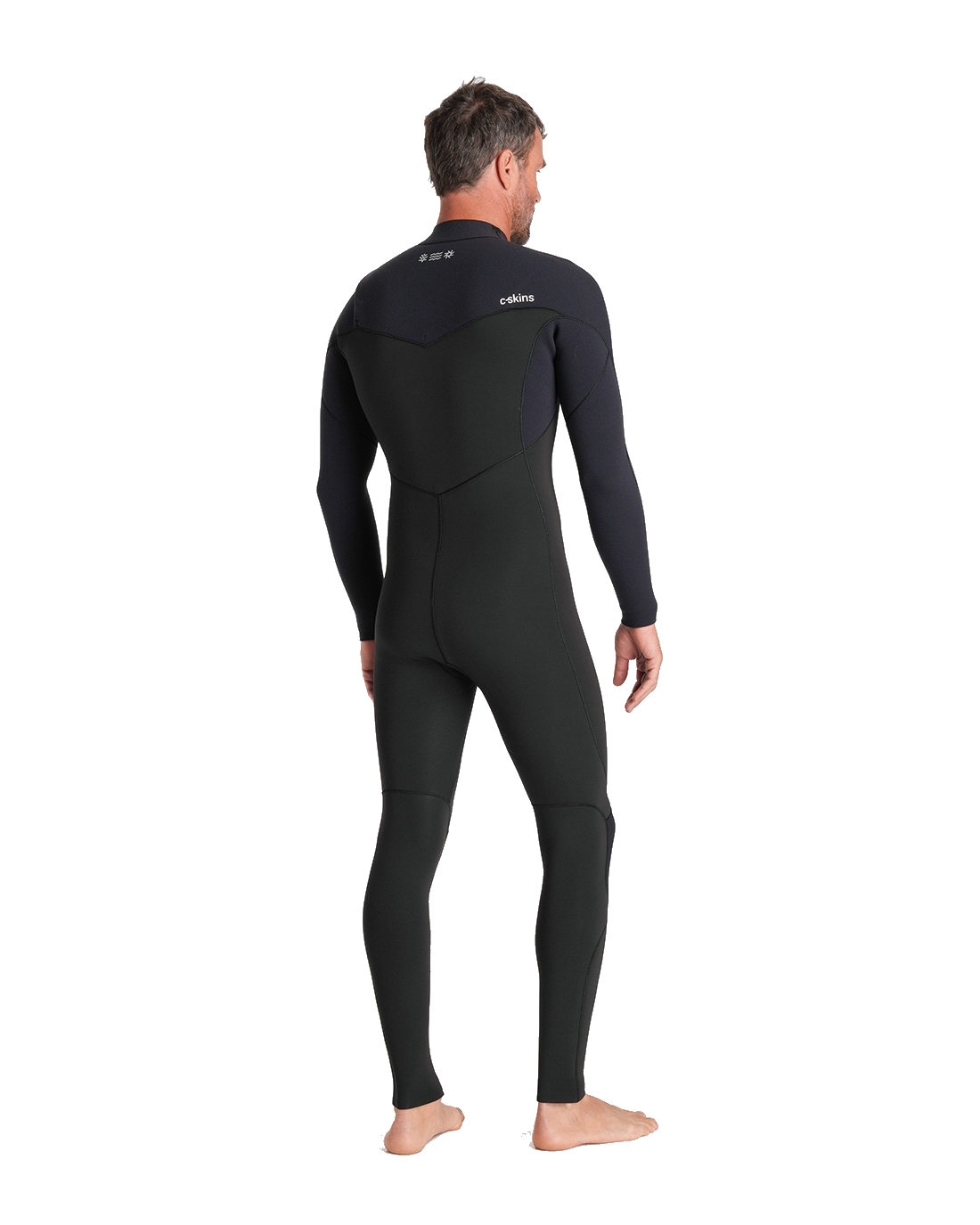 The C-Skins Mens NuWave Session 4/3mm Chest Zip Wetsuit in Black, Black X & Silver