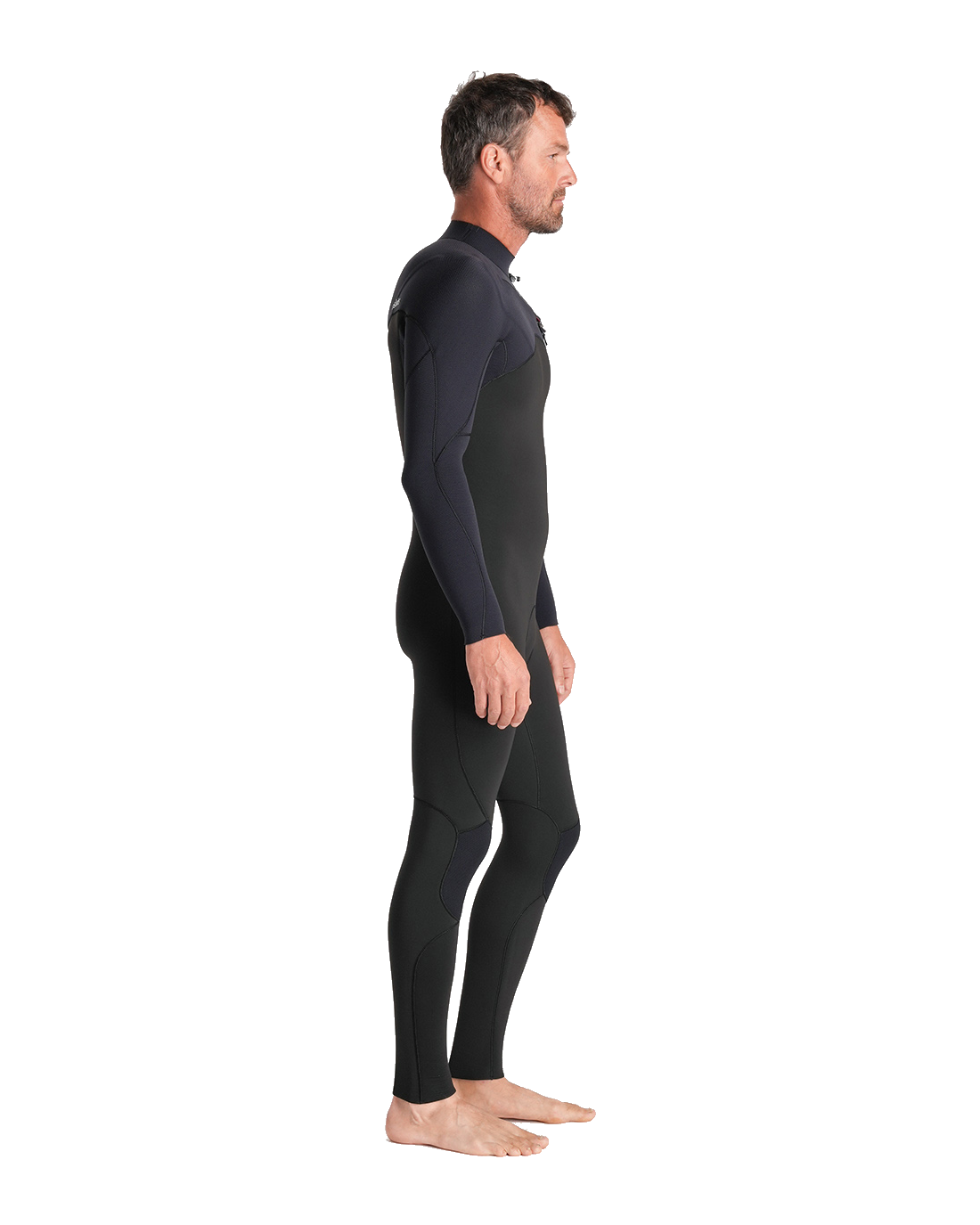 The C-Skins Mens NuWave Session 4/3mm Chest Zip Wetsuit in Black, Black X & Silver