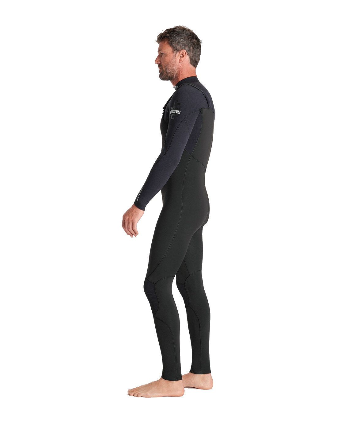 The C-Skins Mens NuWave Session 4/3mm Chest Zip Wetsuit in Black, Black X & Silver