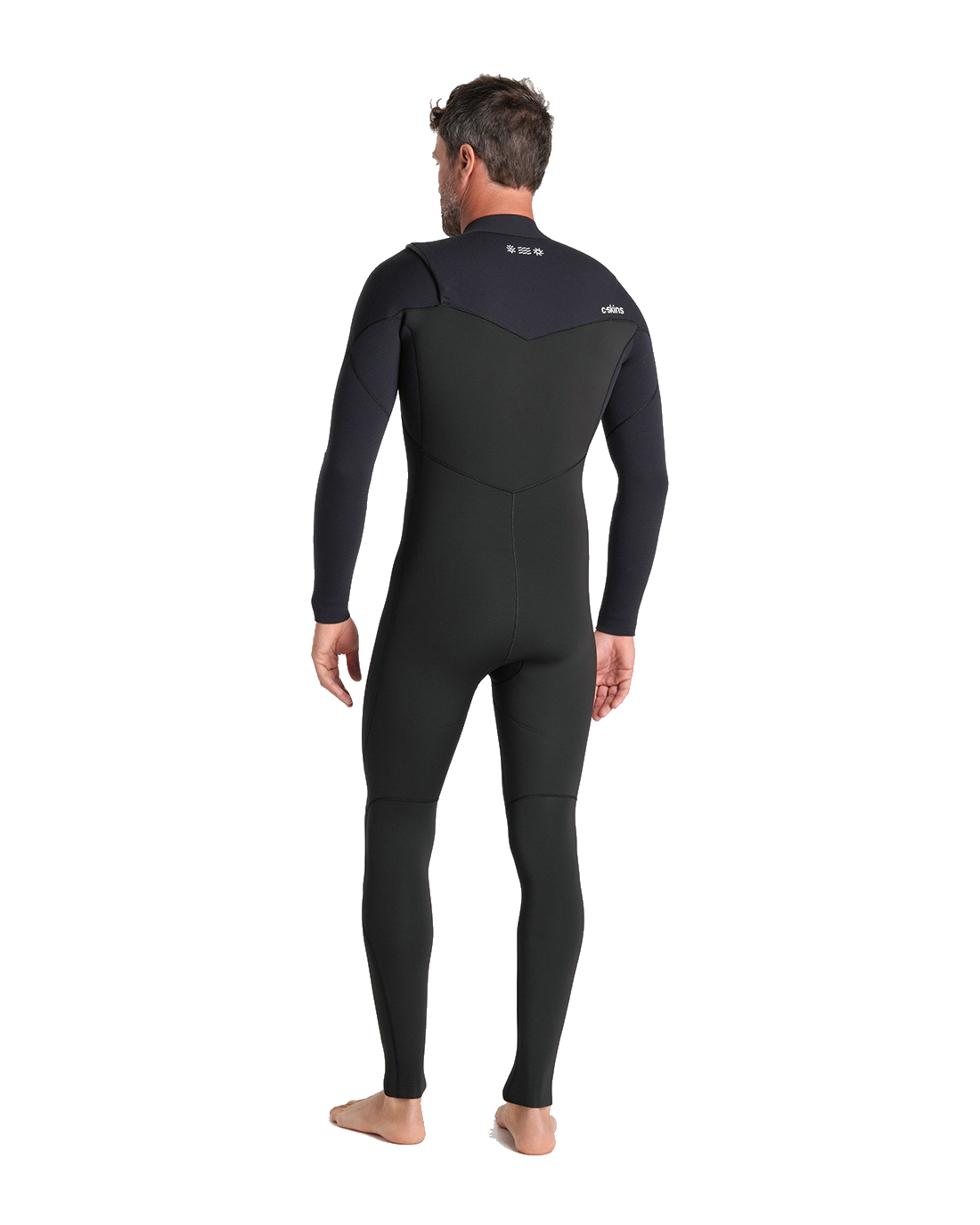 The C-Skins Mens NuWave Session 4/3mm Chest Zip Wetsuit in Black, Black X & Silver