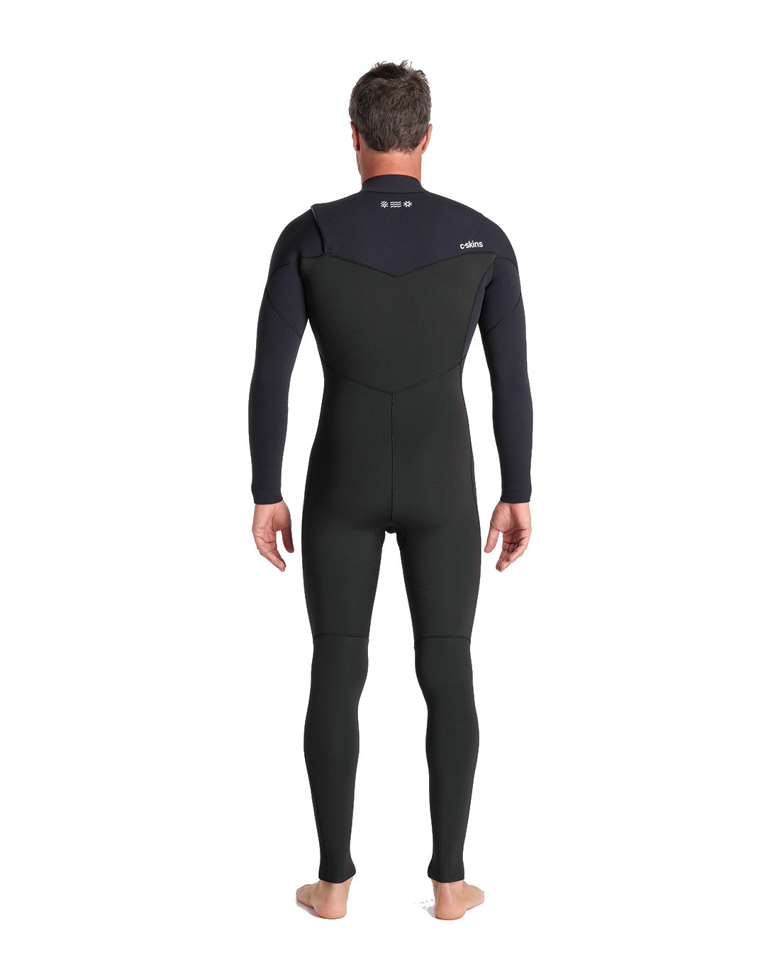 The C-Skins Mens NuWave Session 4/3mm Chest Zip Wetsuit in Black, Black X & Silver