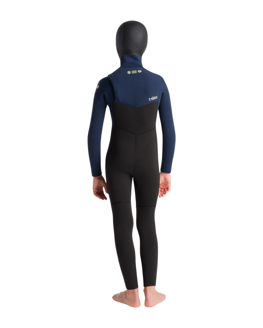 Boys NuWave Session 5/4mm Hooded Chest Zip Wetsuit in Black, Bluestone X & Cool Green