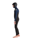 Boys NuWave Session 5/4mm Hooded Chest Zip Wetsuit in Black, Bluestone X & Cool Green