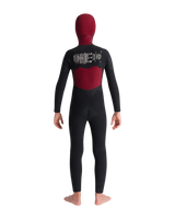 Boys NuWave Session 5/4mm Hooded Chest Zip Wetsuit in Black, Bluestone X & Cool Green