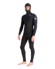 NuWave Session 5/4/3mm Hooded Chest Zip Wetsuit in Black, Black X & White