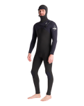 NuWave Session 5/4/3mm Hooded Chest Zip Wetsuit in Black, Black X & White